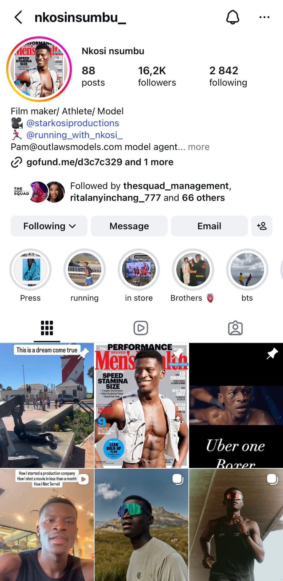 Nkosi Nsumbu, filmmaker and athlete model with 16K followers, Inflame campaign influencer